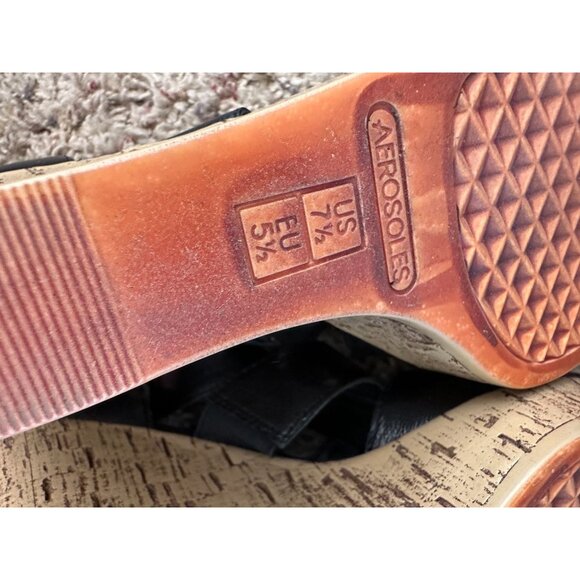 Aerosoles Ontrack Black Leather High Heels Womans 7.5 with Heel rest - Picture 6 of 9